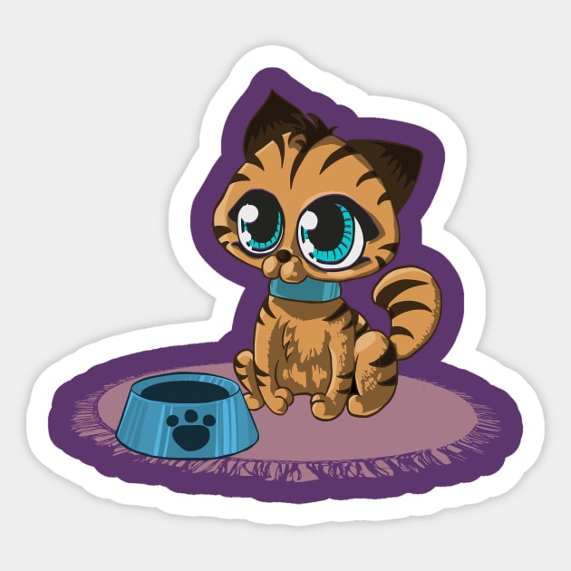 Brown Cat with Stripes and Beanie Eyes Sticker by PatrioTEEism